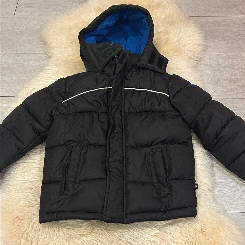 Kids Black Warm Puffer Jacket Winter Hooded